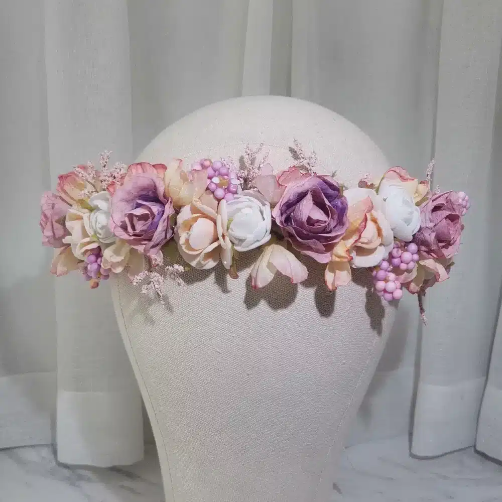Fascia Per Capelli Floreale Con Perle Rosa, Cerchietto Elegante Per Donna E Ragazza